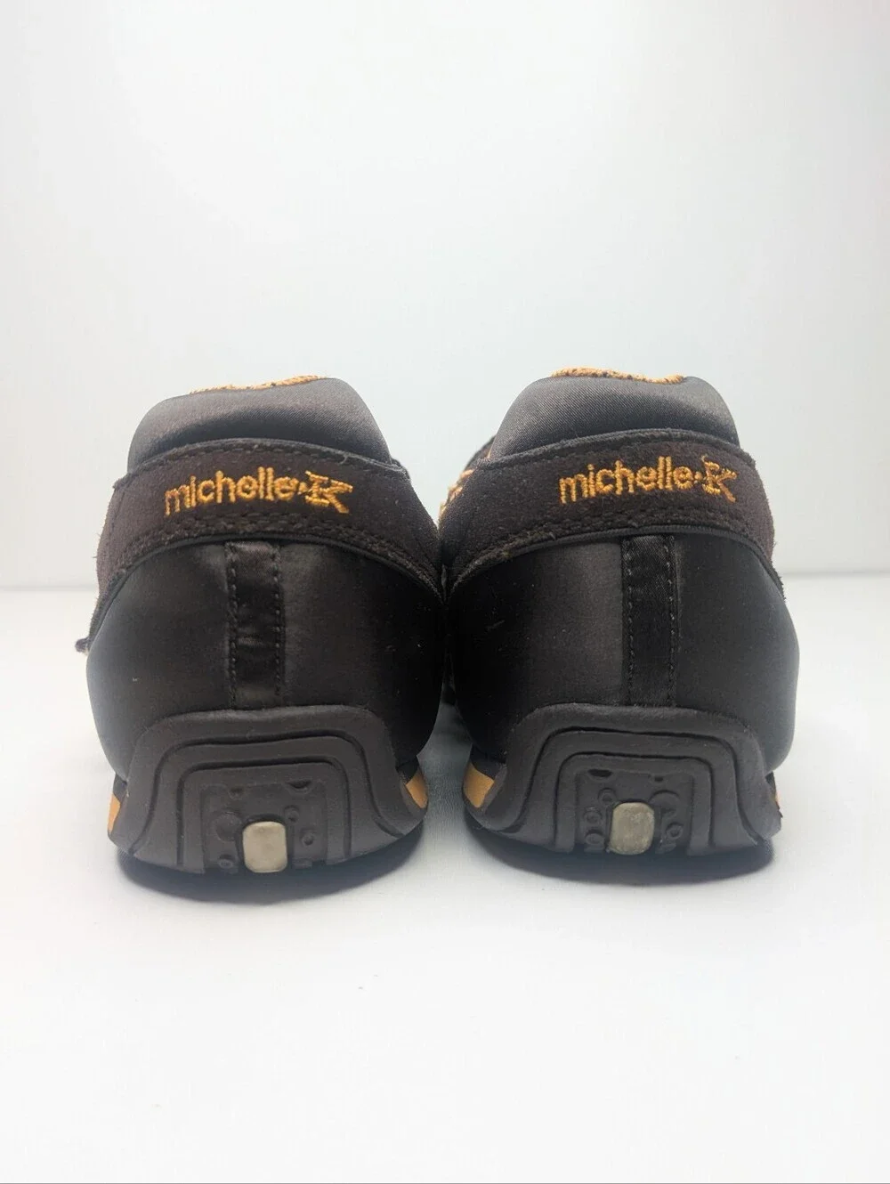Michelle K Sport Suede Satin Sneakers Sneakerinas Ballet Brown Orange Size 7